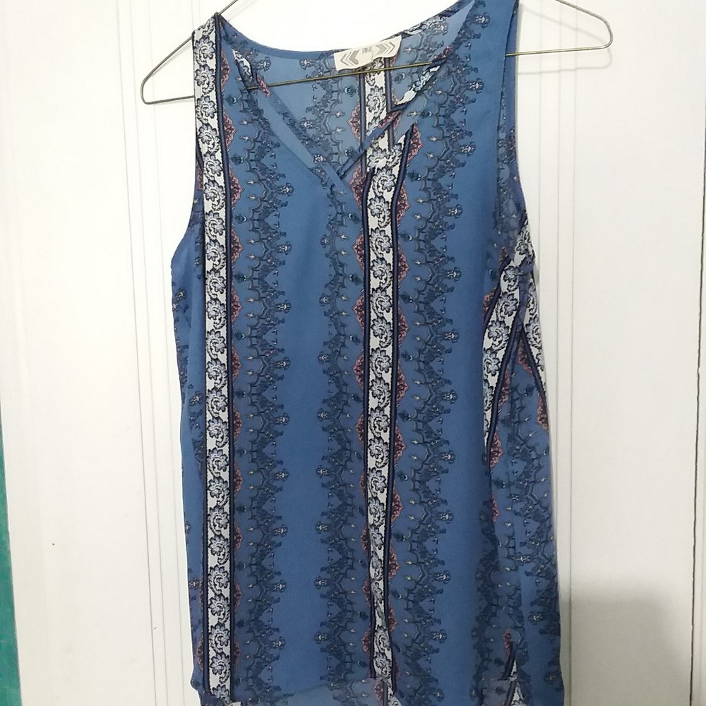 Pink Rose Sleeveless Blue Camisole Blouse